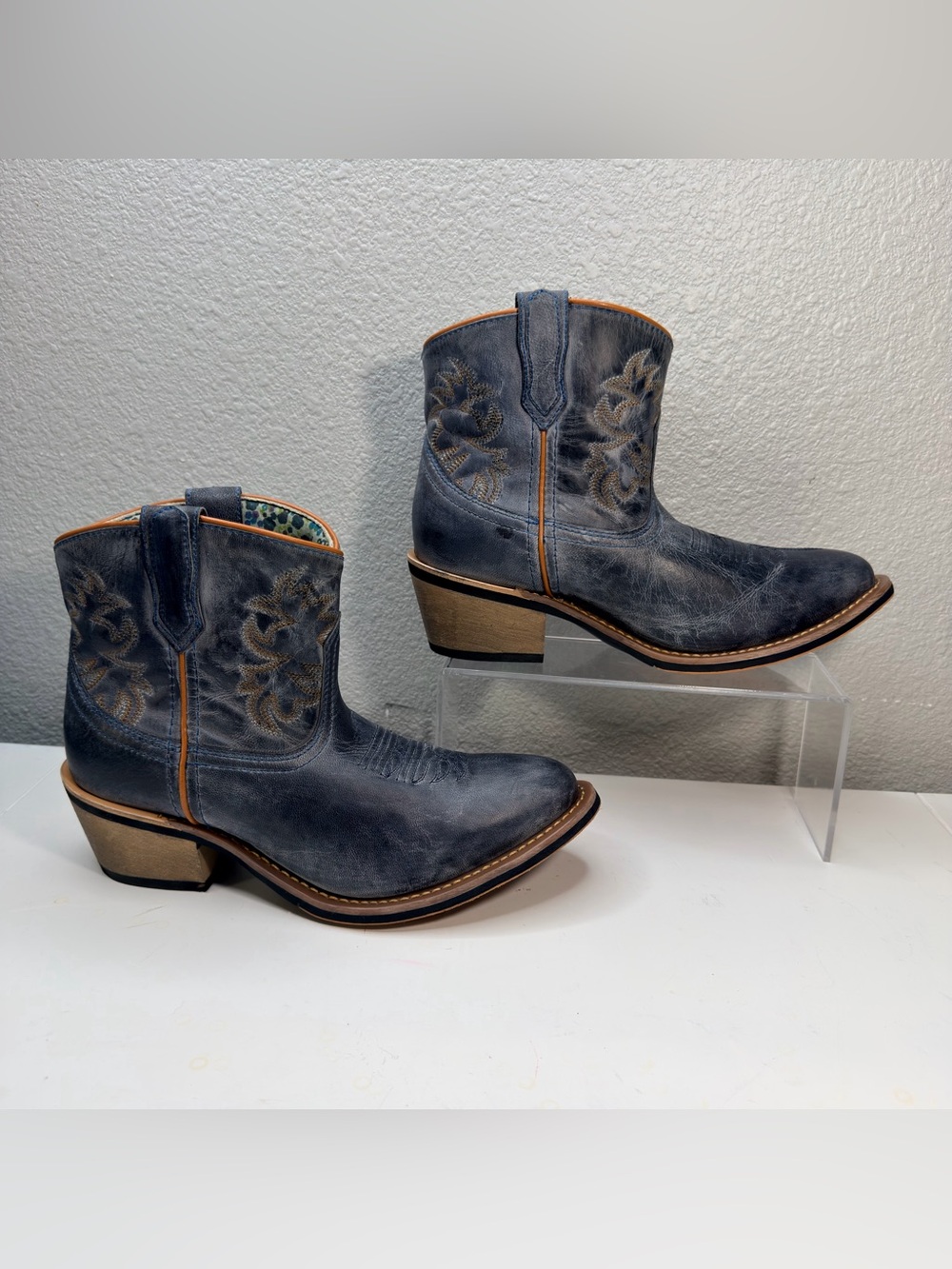 Laredo Sapphrye Women's Navy Blue Leather Western Cowboy Boots Size 8 - Picture 2 of 10